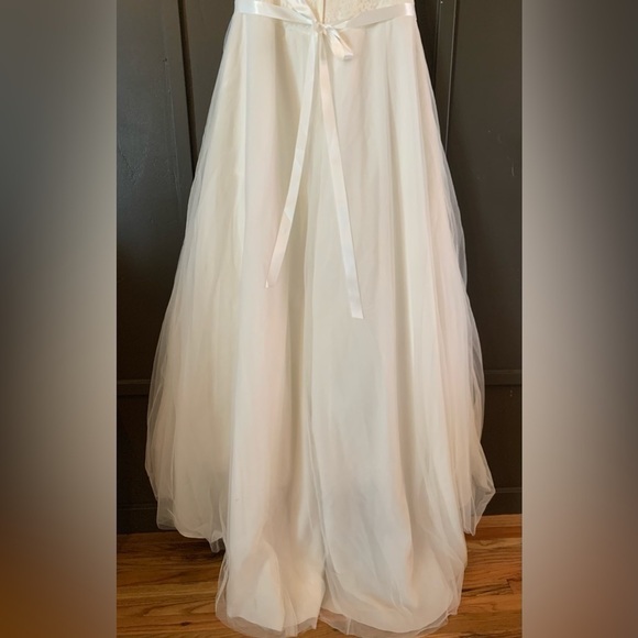 David’s Bridal Illusion Lace Tank Wedding Dress With Tulle Skirt 18w 9wg3711 - Picture 5 of 12
